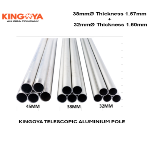 Kingoya Telescopic Aluminium Pole - Mill Finished [4m/38mm + 4m/32mm]