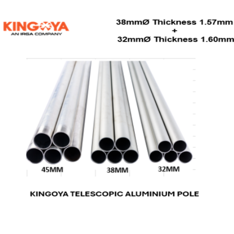 Kingoya Telescopic Aluminium Pole - Mill Finished [4m/38mm + 4m/32mm]