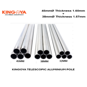 Kingoya Telescopic Aluminium Pole - Mill Finished [7m/45mm + 7m/38mm]